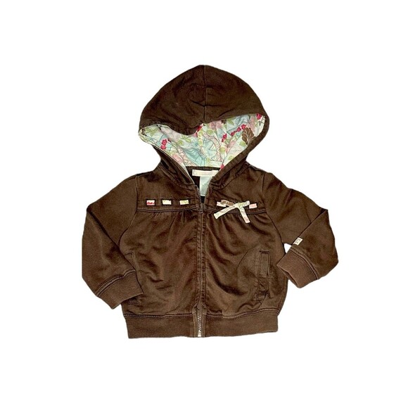 JANIE AND JACK CHERRY BLOSSOMS HOODIE, ONSIE, PANT SET SIZE 6-12 months - Picture 2 of 11